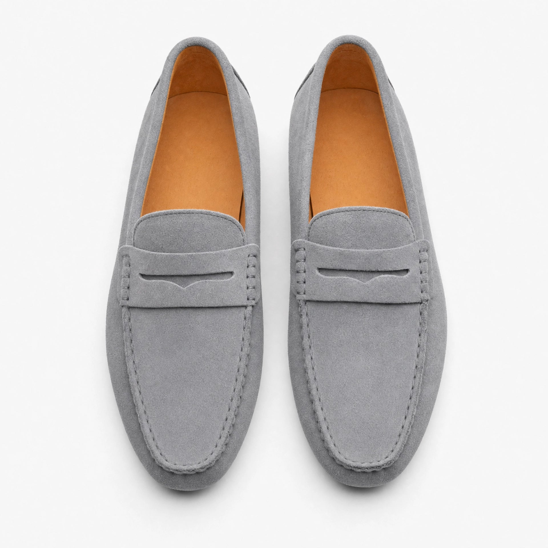 Grey Suede Studded Driving Loafers