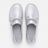 Silver Leather Driving Loafers