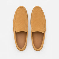Camel Suede Pebbled Driving Loafers