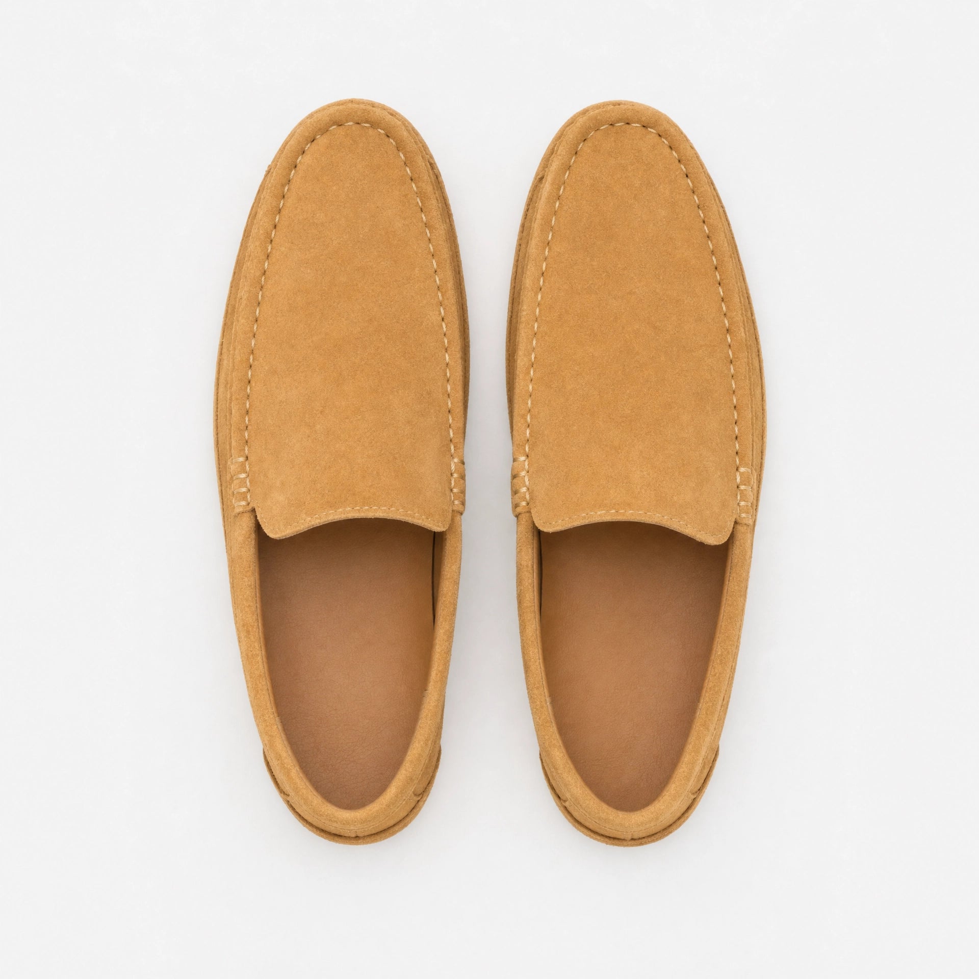 Camel Suede Pebbled Driving Loafers