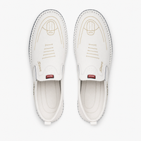 White Leather Grey Sole Loafers