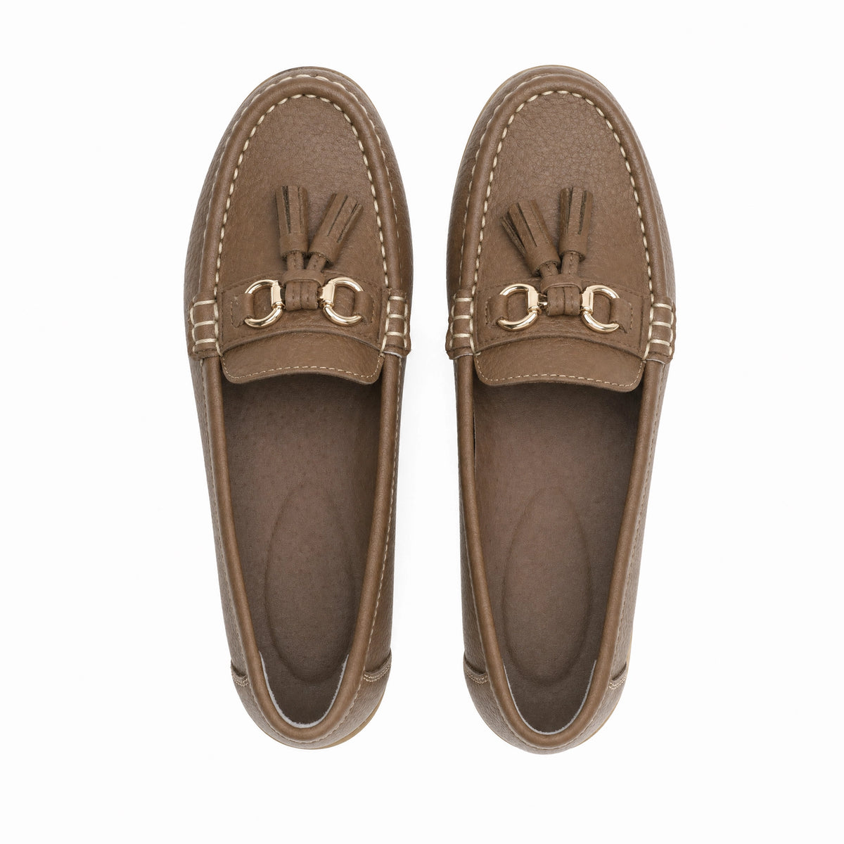 Brown Contrast Stitch Platform Loafers