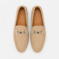 Beige Patent Penny Raised Loafers