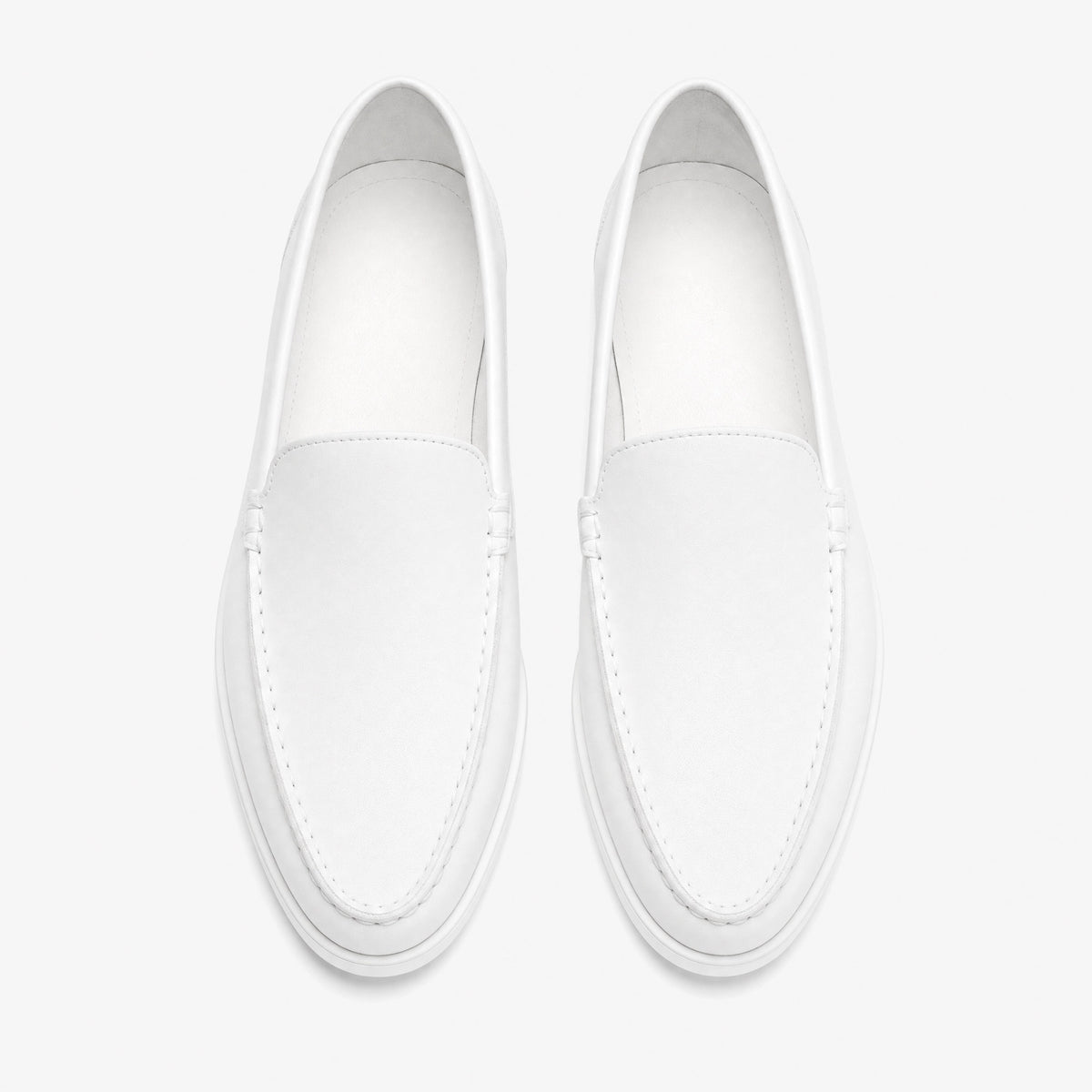 White Leather Thick Sole Loafers