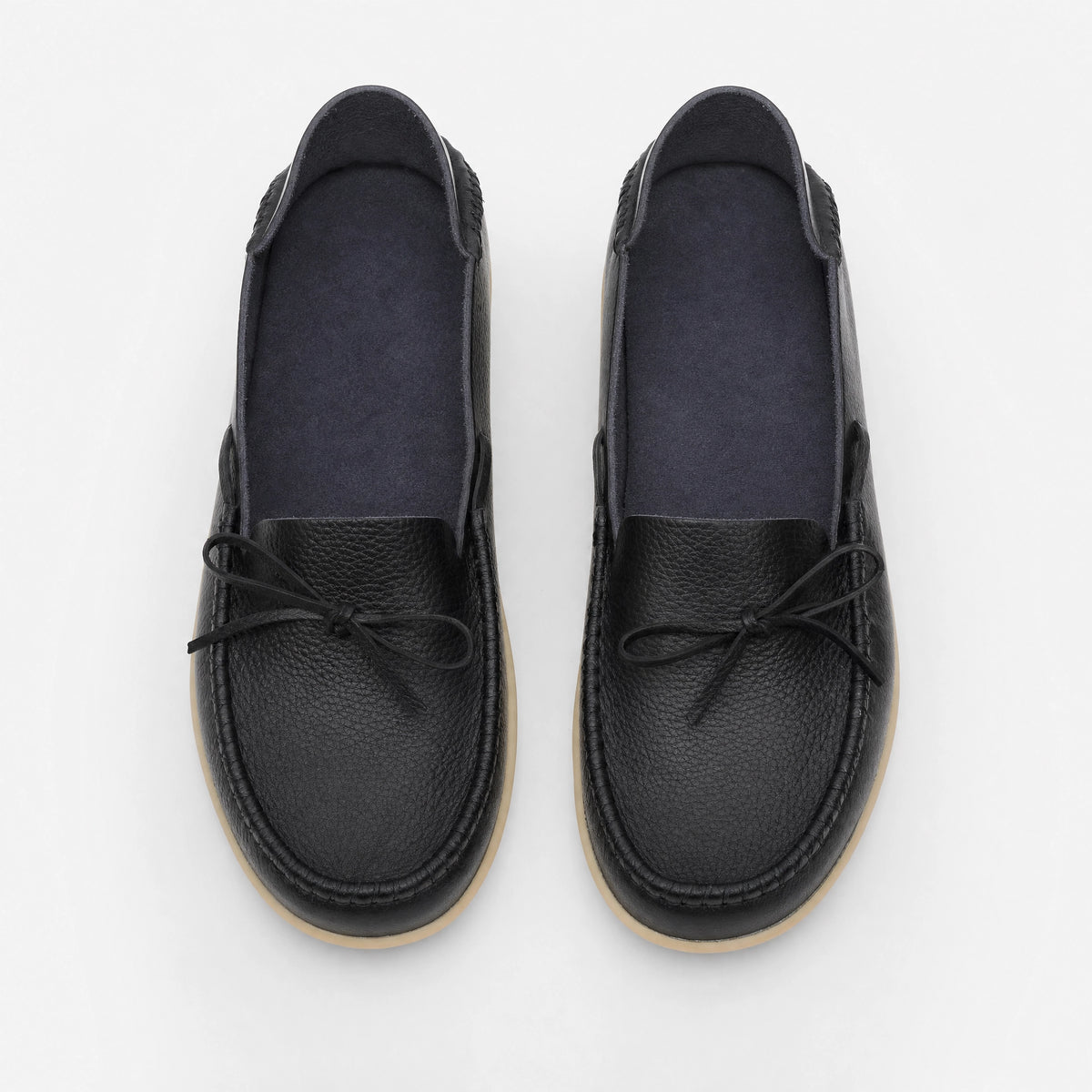 Black Leather Studded Sole Loafers