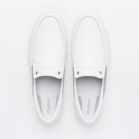 White Leather Horsebit Tassel Loafers