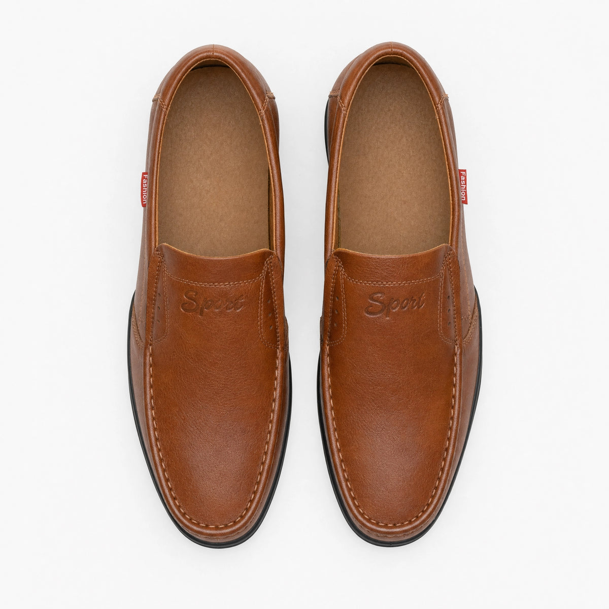 Brown Leather Patterned Loafers
