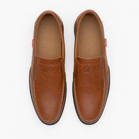 Brown Leather Patterned Loafers