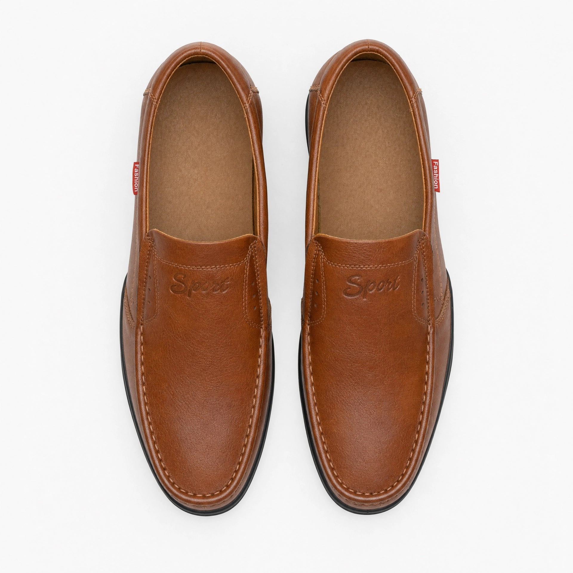 Brown Leather Patterned Loafers