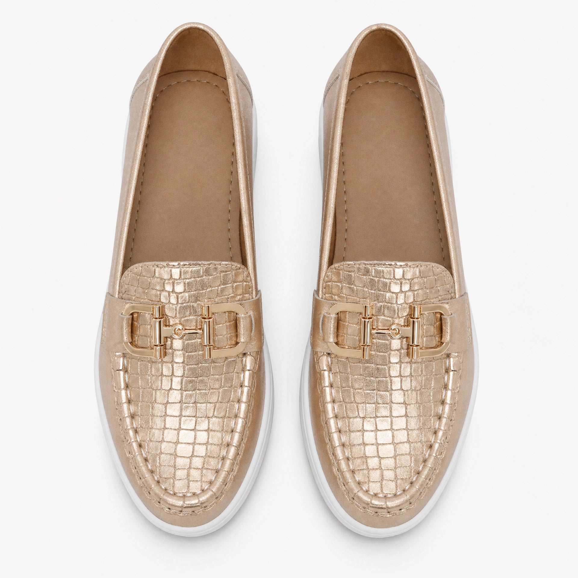 Gold Buckle Platform Loafers