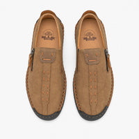Brown Leather Side Zip Loafers