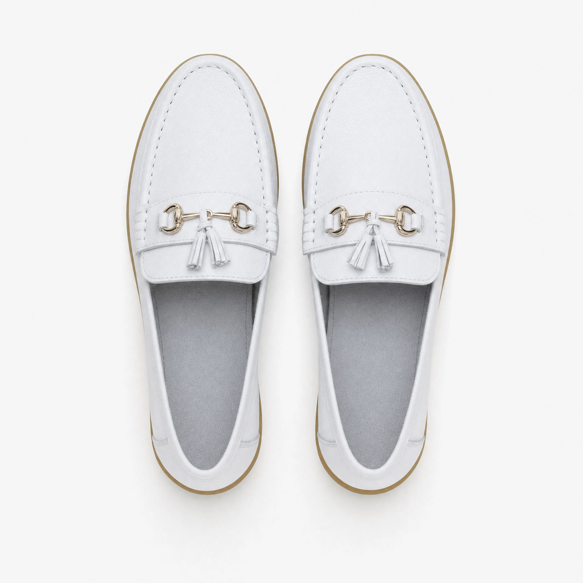 White Tassel Platform Grip Loafers