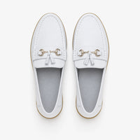 White Tassel Platform Grip Loafers