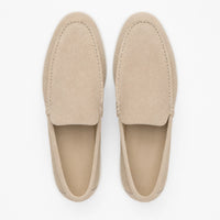 Beige Suede Braided Trim Loafers