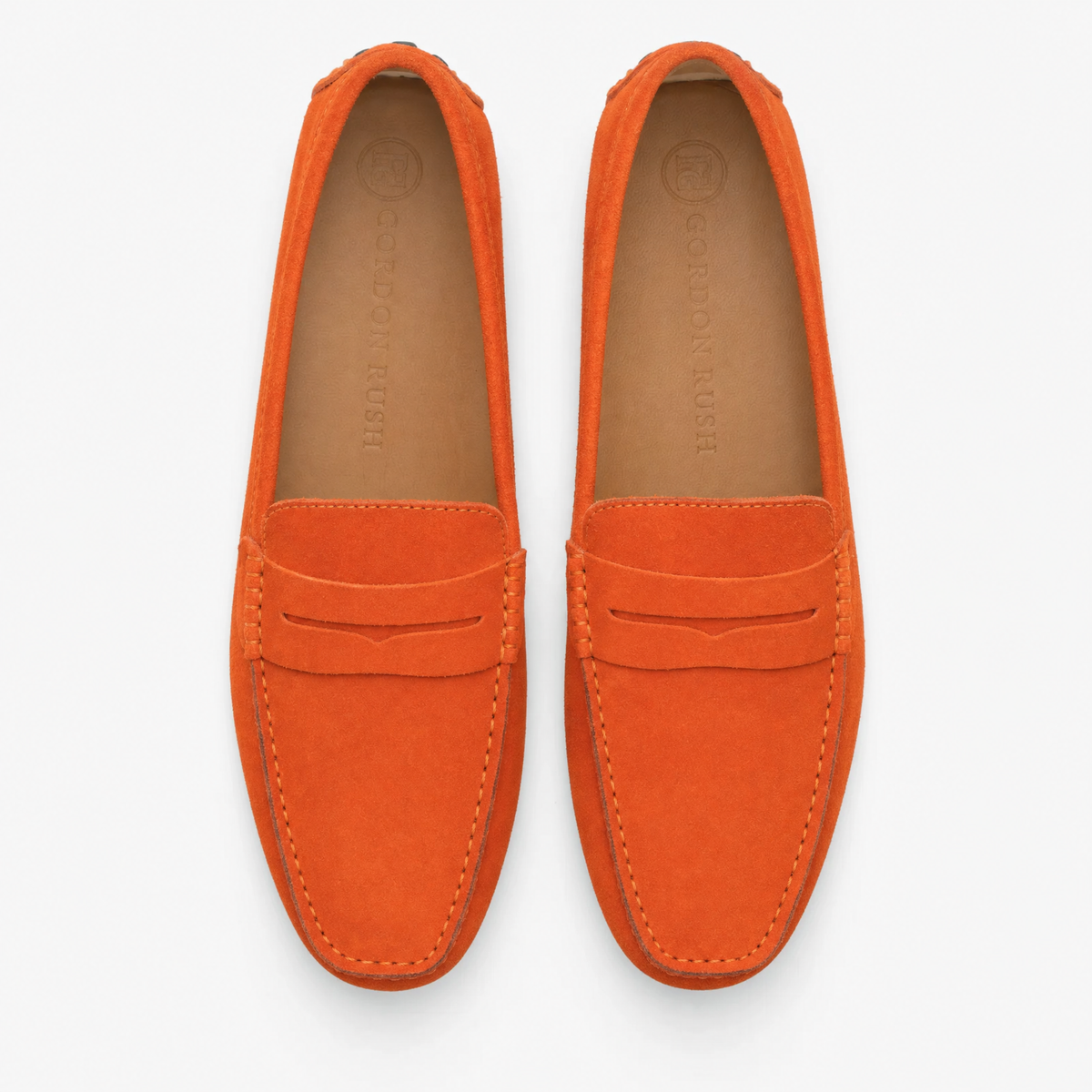 Orange Suede Contrast Sole Loafers