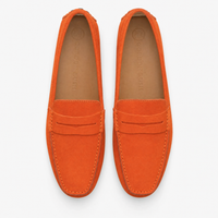 Orange Suede Contrast Sole Loafers