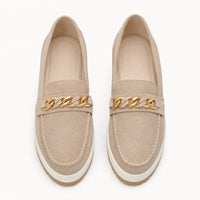 Suede Platform Loafers Chain Detail