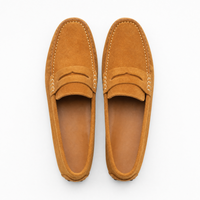 Camel Suede Penny Pebbled Loafers