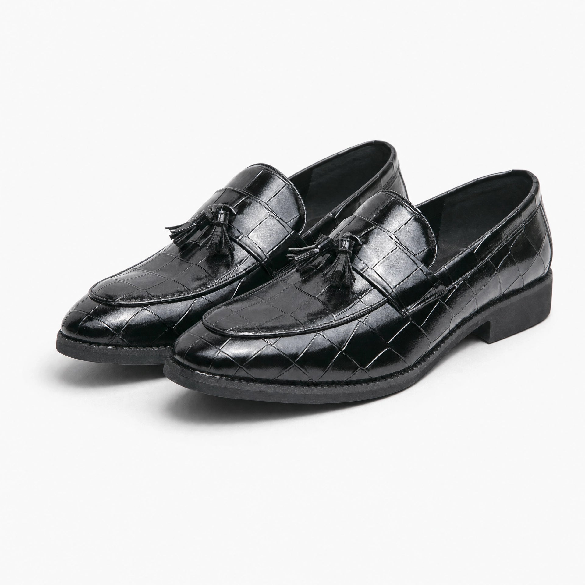 Croco Tassel Loafers Square Toe