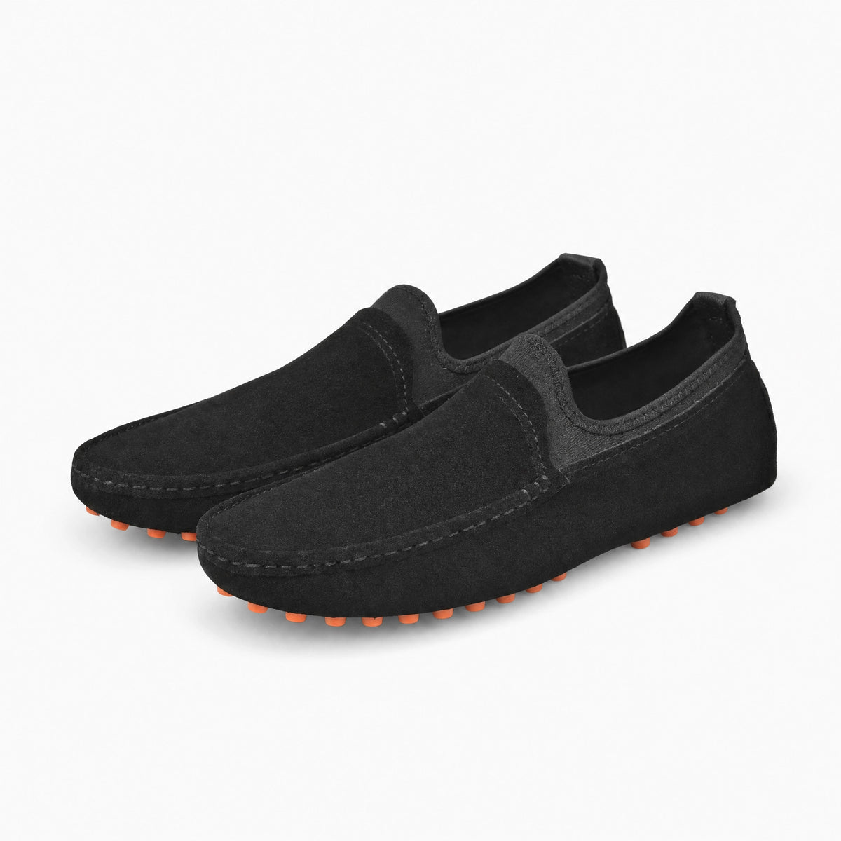 Black Suede Boat Stitch Loafers