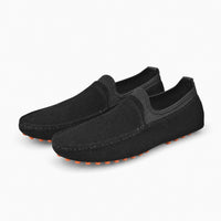 Black Suede Boat Stitch Loafers