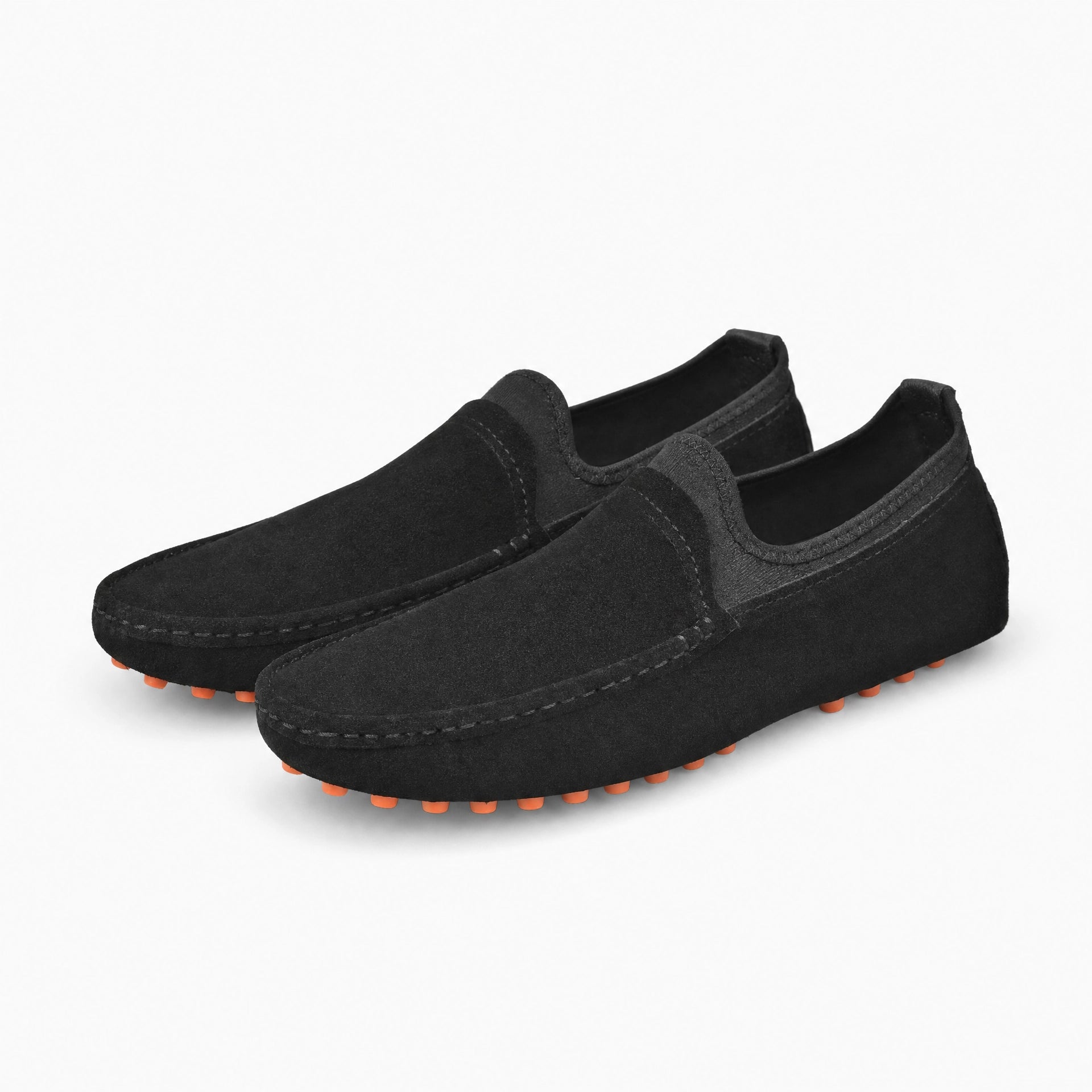 Black Suede Boat Stitch Loafers