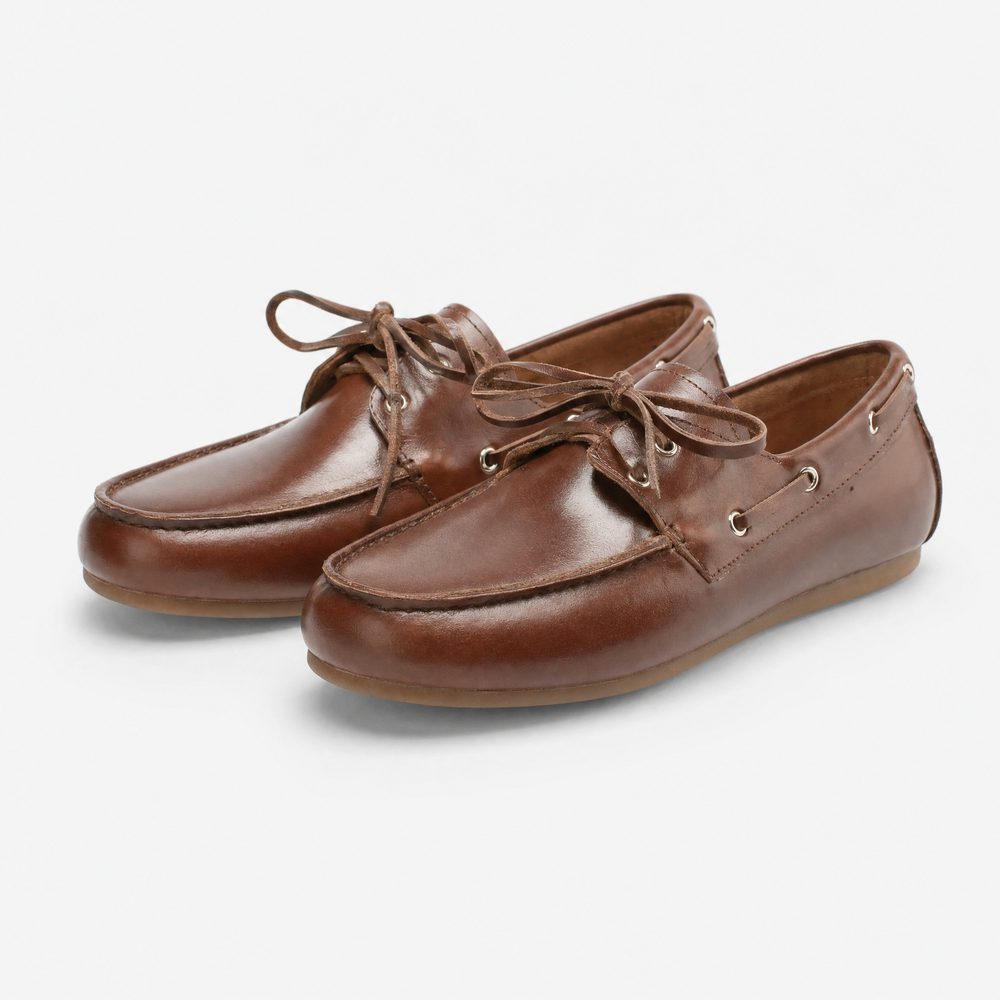 Dark Brown Leather Deck Loafers