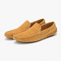 Camel Suede Pebbled Driving Loafers