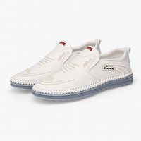 White Leather Grey Sole Loafers