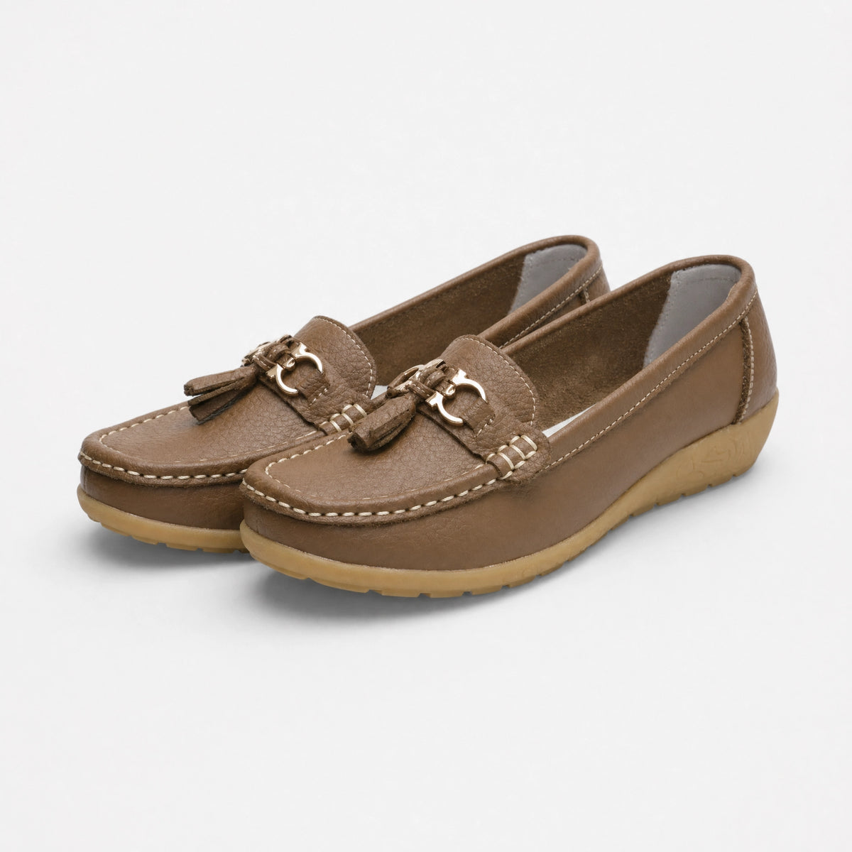 Brown Contrast Stitch Platform Loafers