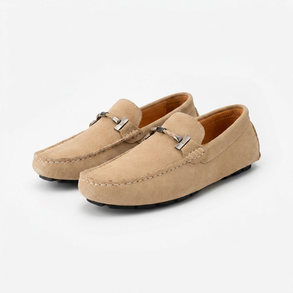 Beige Patent Penny Raised Loafers