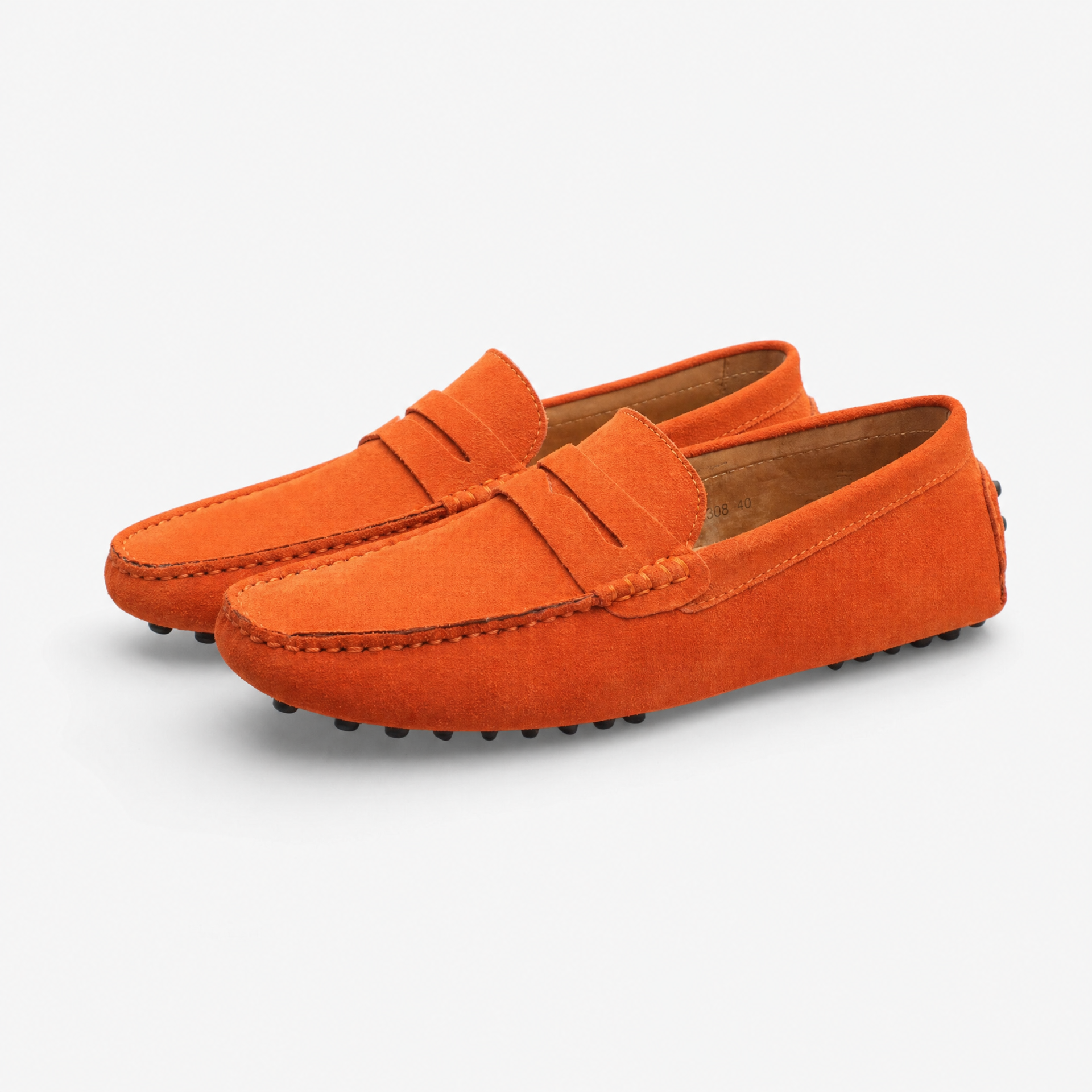 Orange Suede Contrast Sole Loafers
