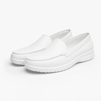 White Leather Thick Sole Loafers