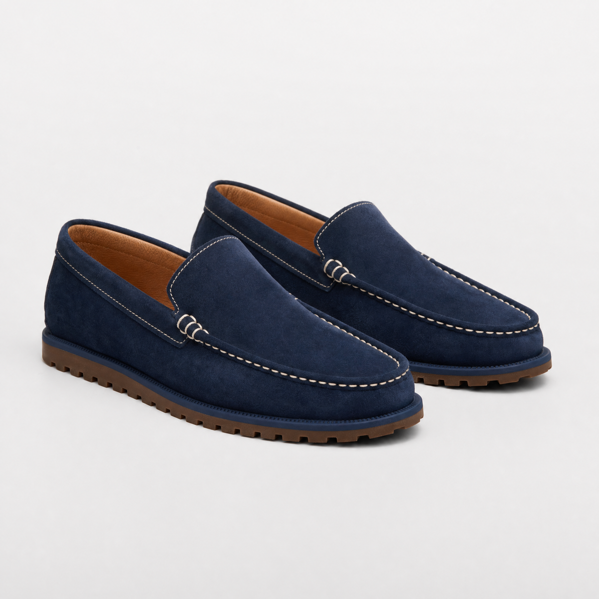 Navy Suede Chunky Loafers
