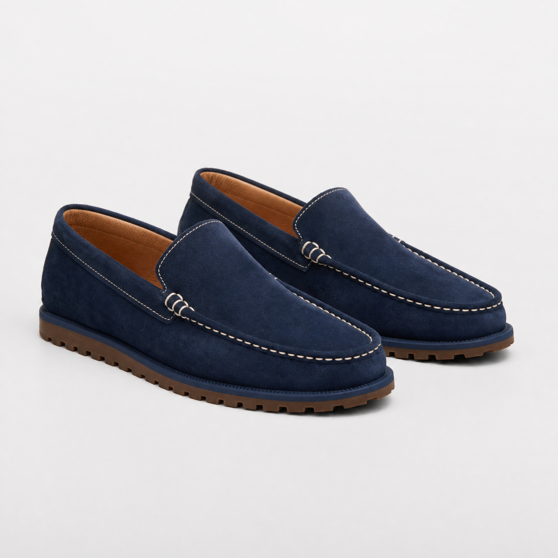 Navy Suede Chunky Loafers