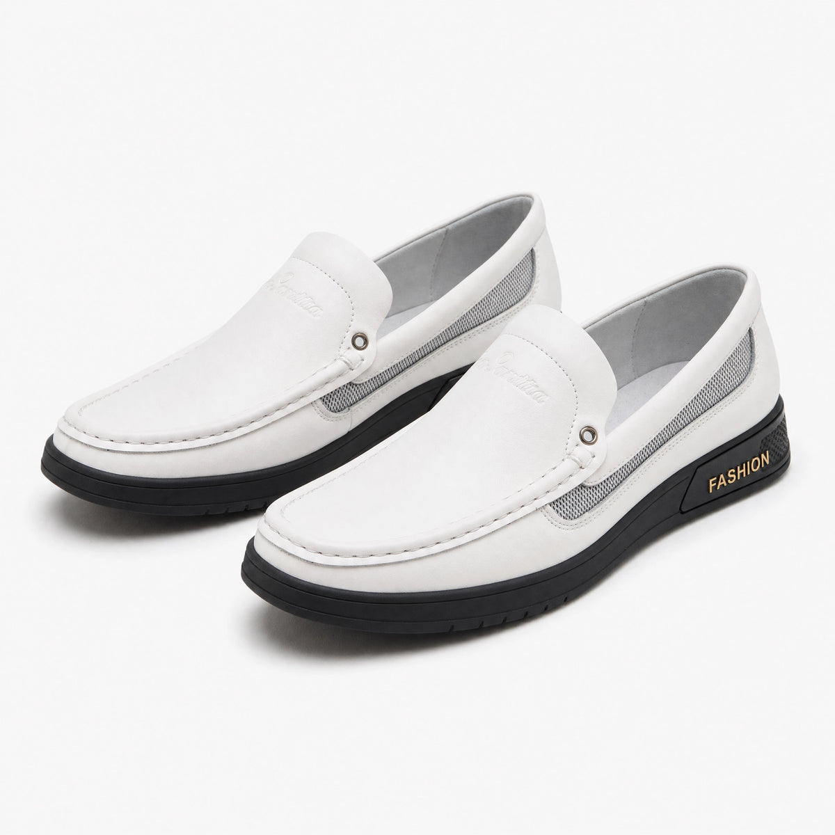 White Leather Horsebit Tassel Loafers