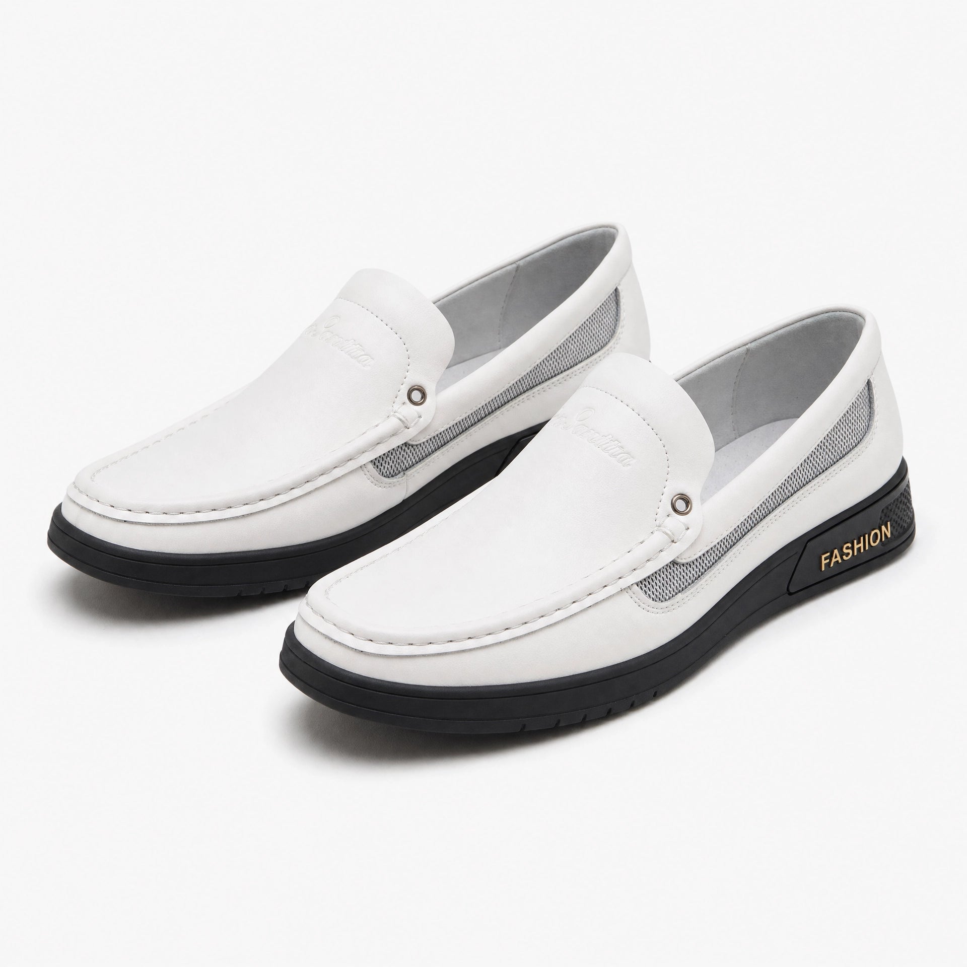 White Leather Horsebit Tassel Loafers