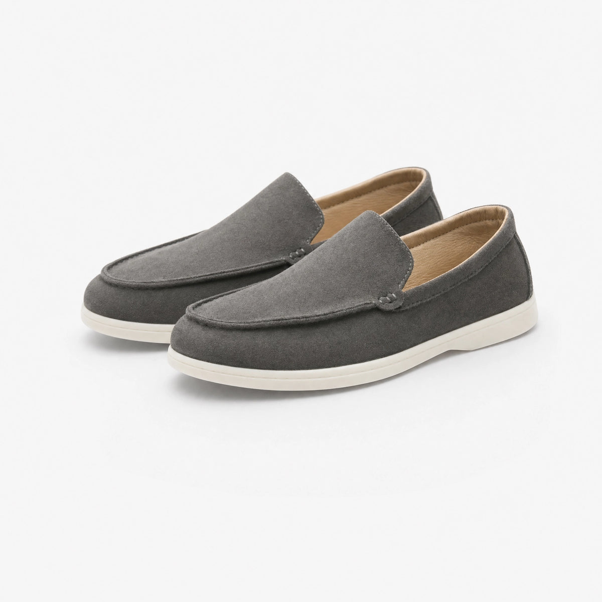 Grey Suede Light Sole Loafers