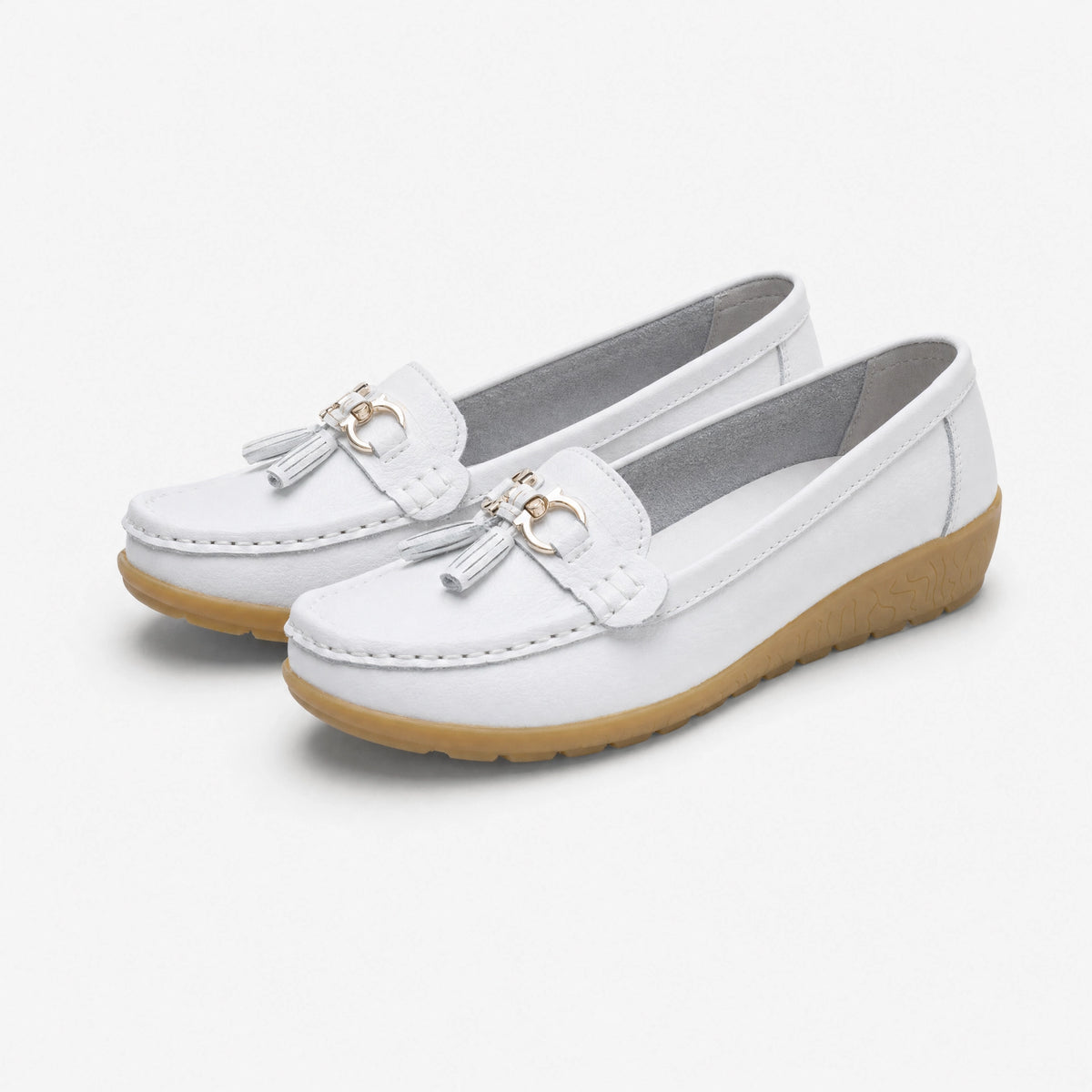 White Tassel Platform Grip Loafers