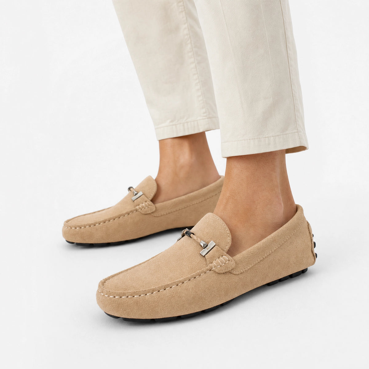 Beige Patent Penny Raised Loafers
