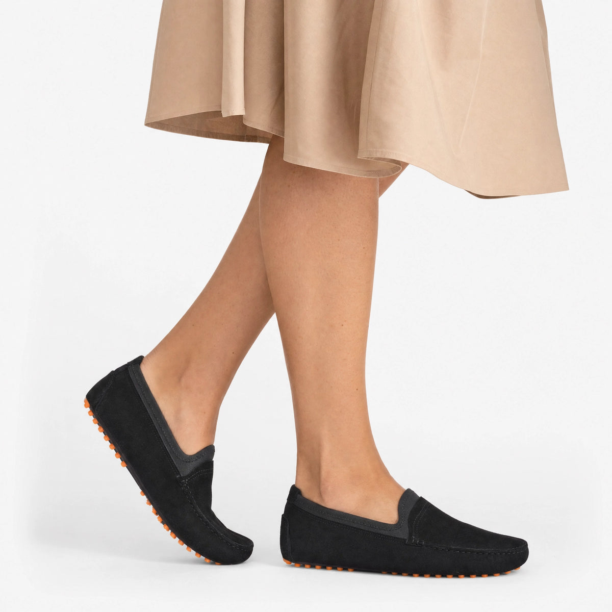 Black Suede Boat Stitch Loafers