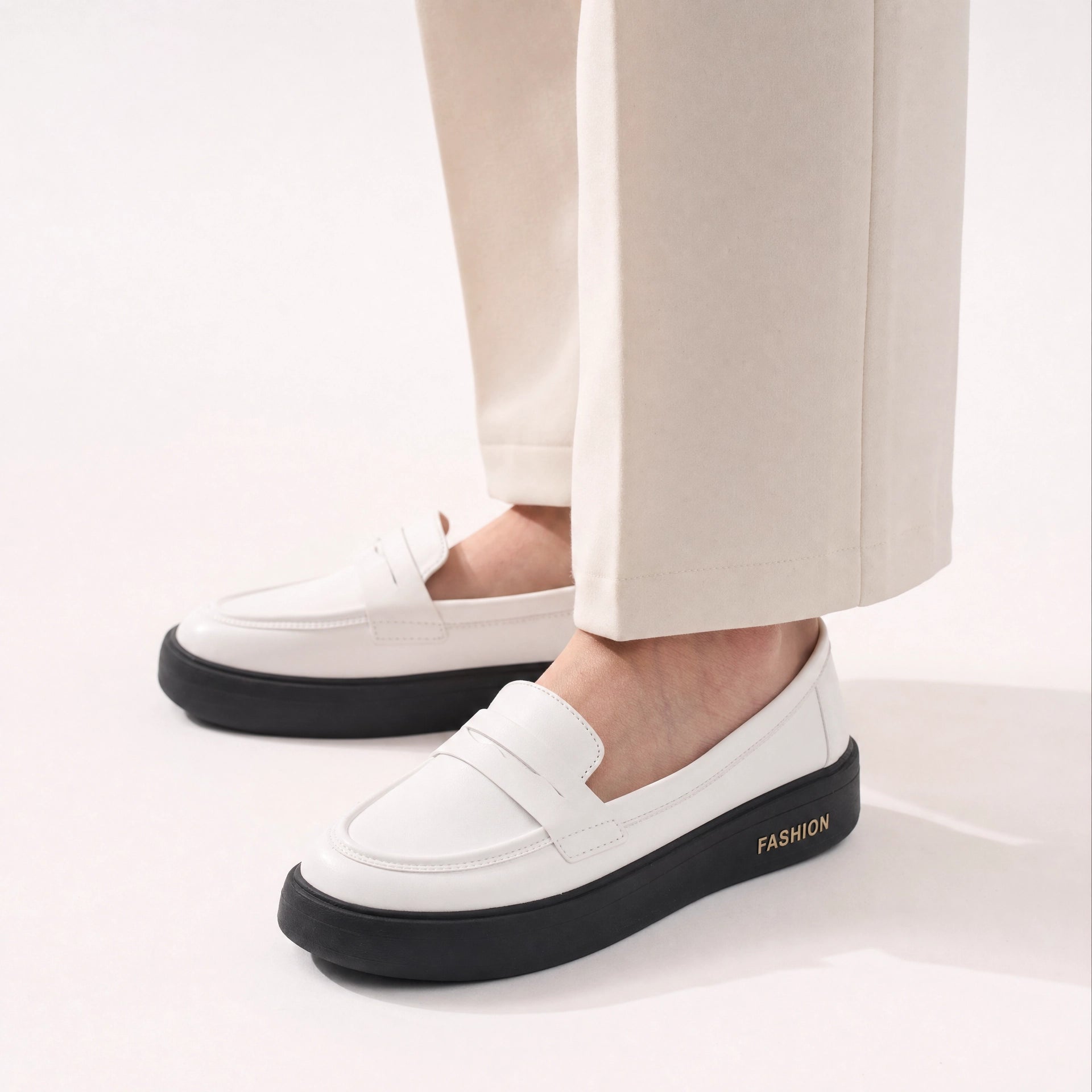White Leather Horsebit Tassel Loafers