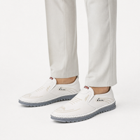 White Leather Grey Sole Loafers