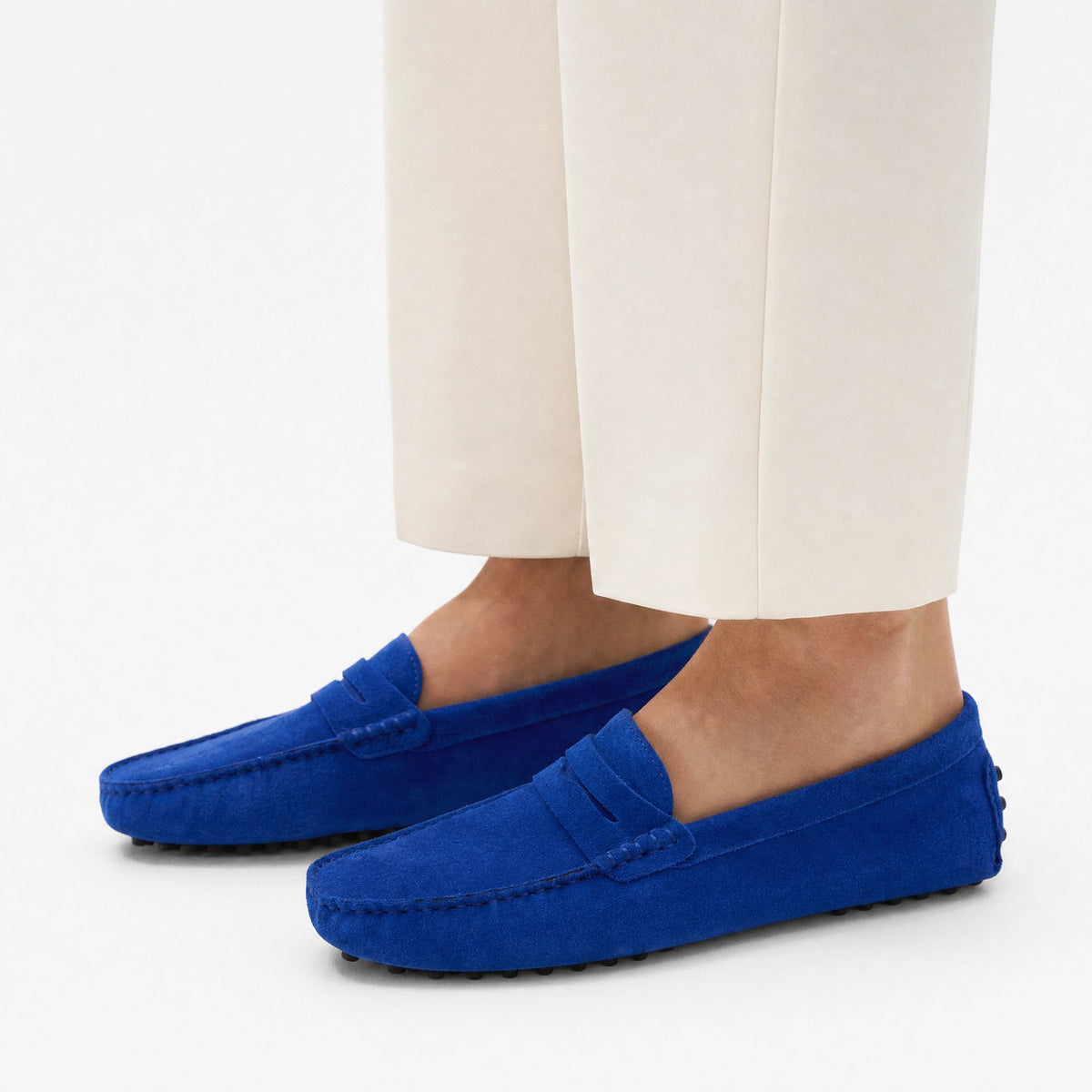 Royal Blue Studded Penny Loafers