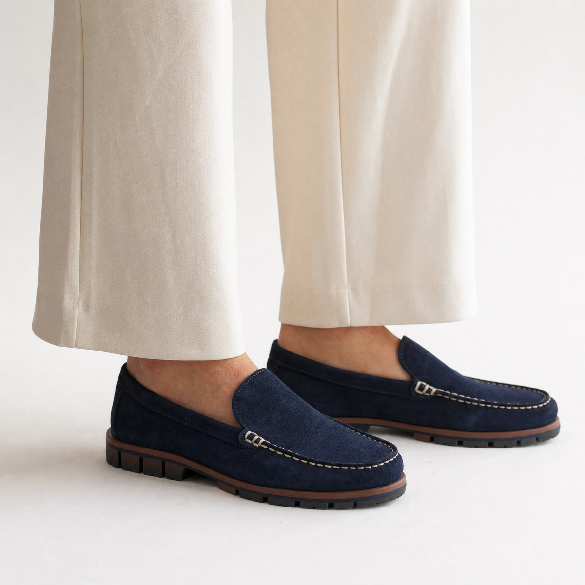Navy Suede Chunky Loafers