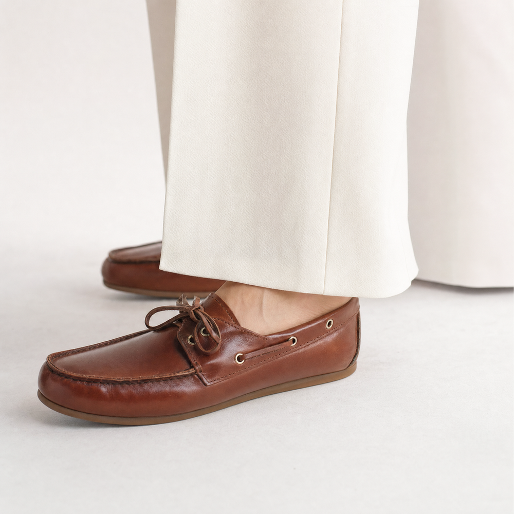 Dark Brown Leather Deck Loafers