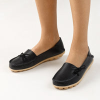 Black Leather Studded Sole Loafers