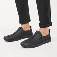 Black Leather Zip Loafers
