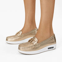 Gold Buckle Platform Loafers