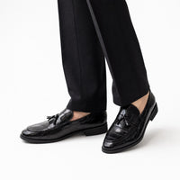Croco Tassel Loafers Square Toe